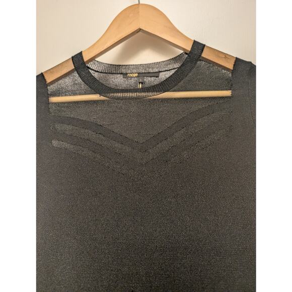 Maje Sheer Mesh Knit Jumper Sweater Black Whimsygoth Workwear Holidays - Picture 5 of 8